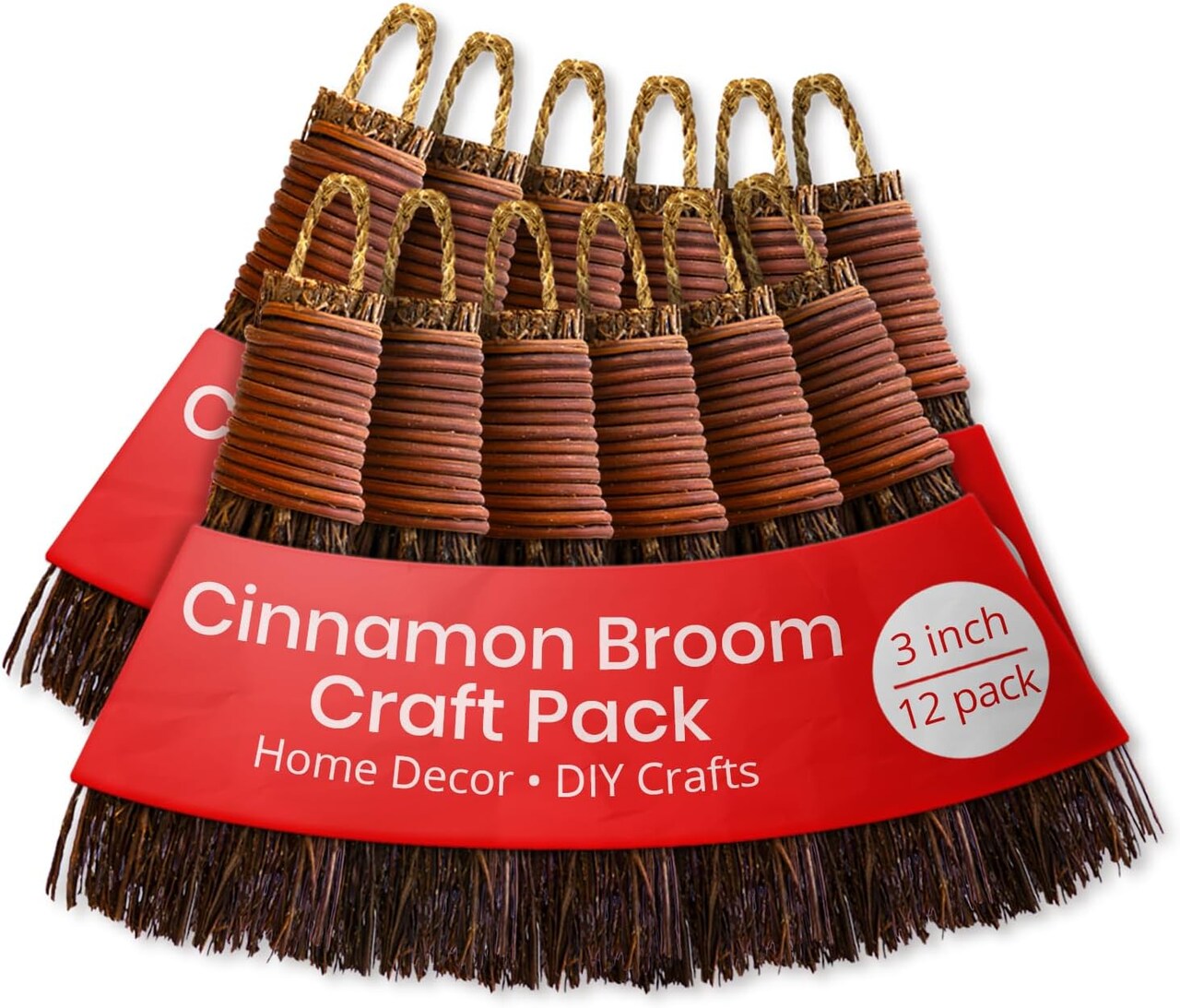 Cinnamon Broom - Cinnamon Scented 3in - Mini Broomsticks - Decorative Witch Broom for Door Protection